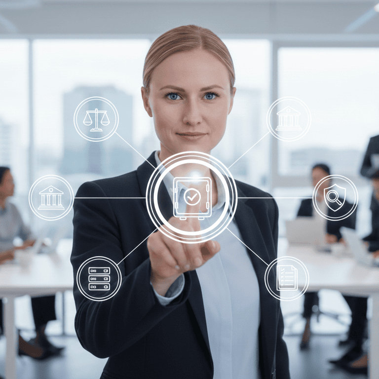 Une jeune consultante travaille à la cartographie des flux et à l’analyse des scores de risques.